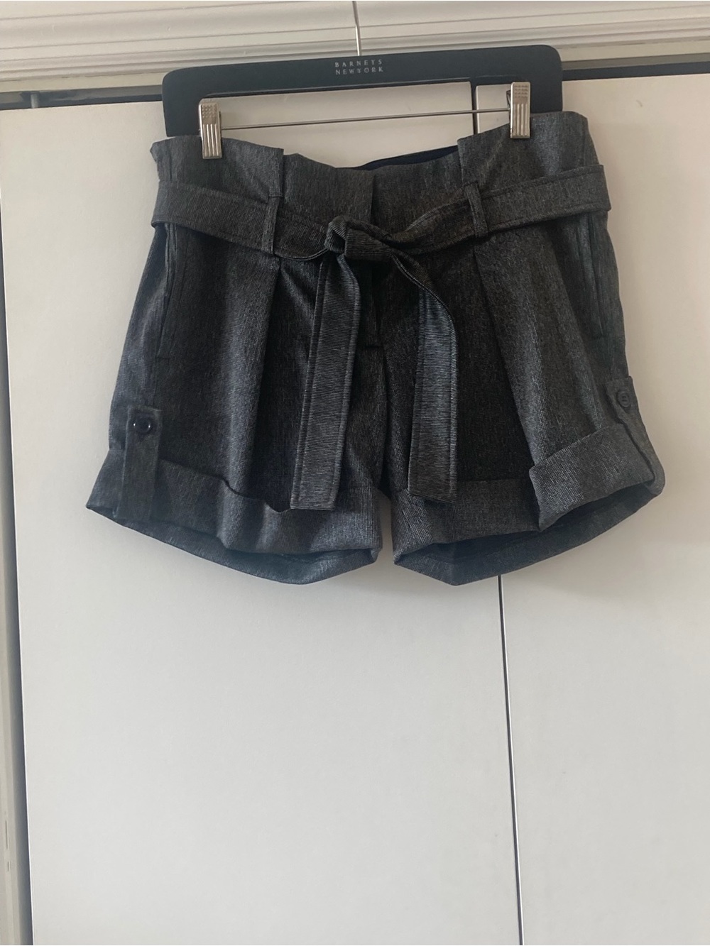 NWOT—Sandro Charcoal Paperbag Waist Tie Shorts